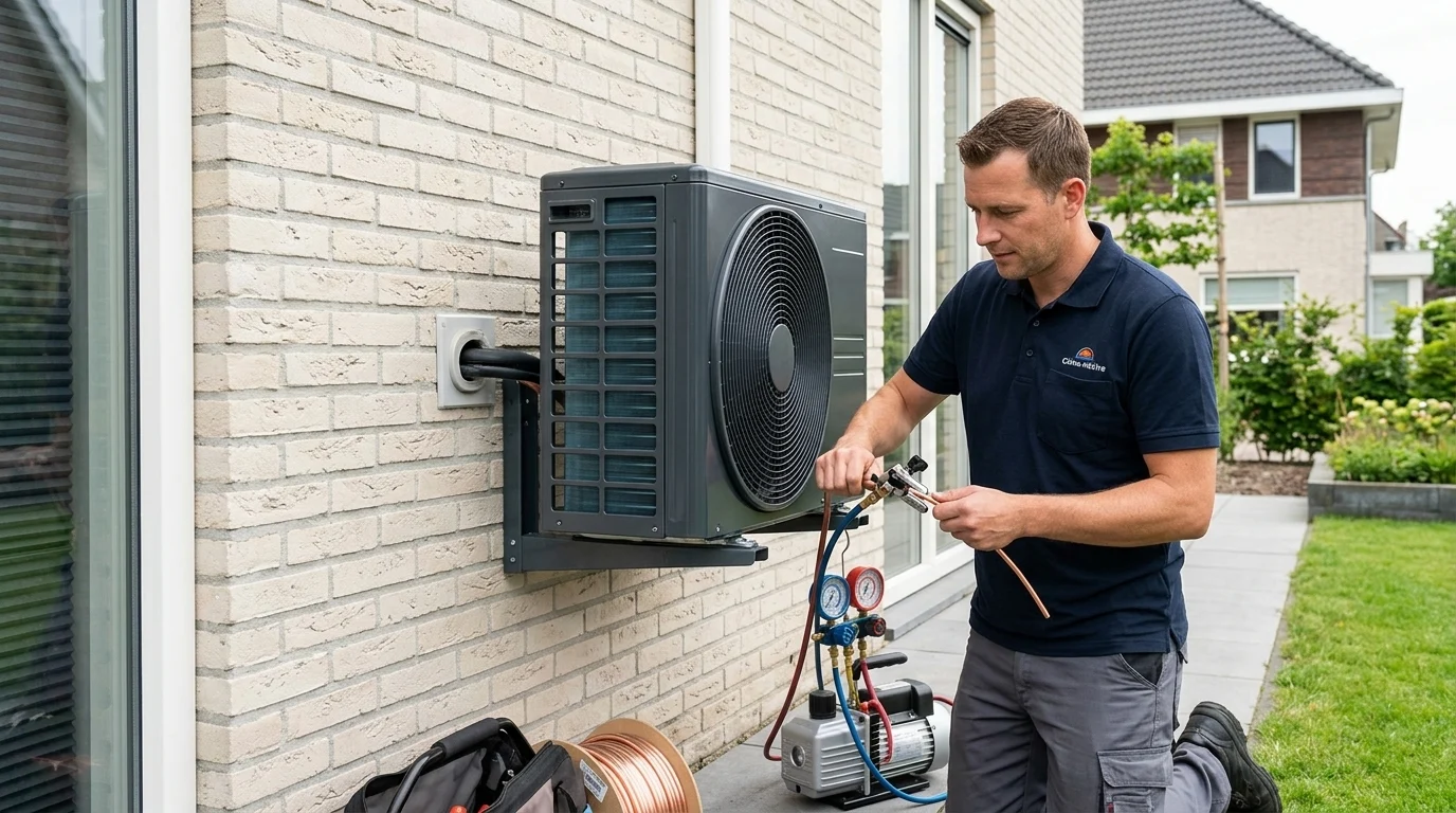 Airco installatie met leidingwerk