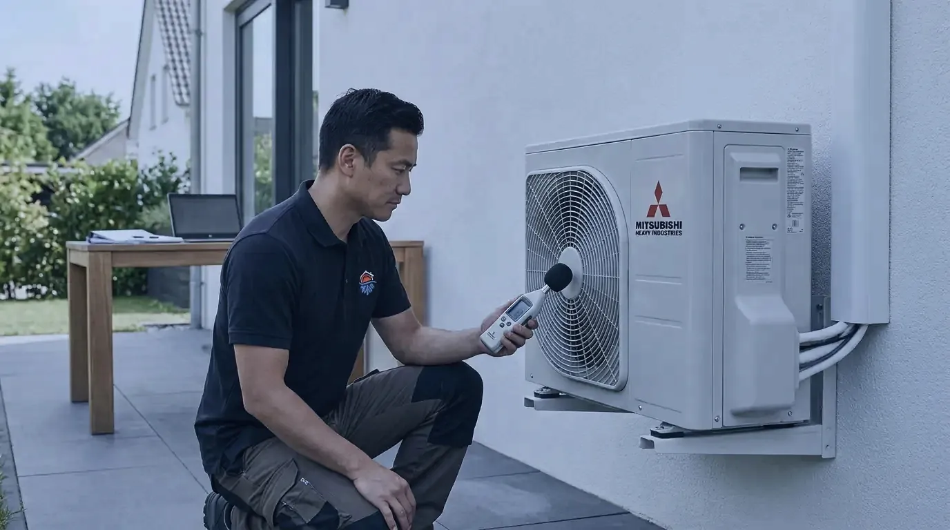 Geluidseisen voor een buitenunit airco: normen, decibel en praktische richtlijnen